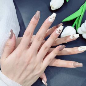 2026 Gothic Charm Exquisitely Crafted Wearable Nails - Valentine's Day Short Square Press-on Fake Nail Set. Handmade Fake Nail Tips (size: L)