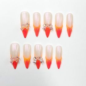 2026 Gothic Charm Press-on Nails, Valentine's Day Medium Almond-shaped Press-on False Nail Set. Handmade false nail pieces (size: M)