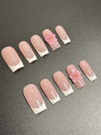 2026 Gothic charm meticulously crafted wearable nails, Valentine's Day short square press-on false nail set, hand-made false nail pieces (size: M)