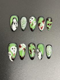 2026 Gothic Charm Wearable Nails, Valentine's Day Short Almond-shaped Press-on False Nail Set. Handmade False Nail Tips (size: S)