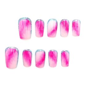 2026 Gothic charm carefully crafted wearable nails, Valentine's Day short square press-on false nail set, handcrafted false nail pieces (size: S)
